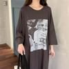 Women's Plus Size Short Sleeve Cotton T-Shirt Dress - Casual, Loose, Knee-Length, Slimming, Summer Wear, Maternity Friendly.