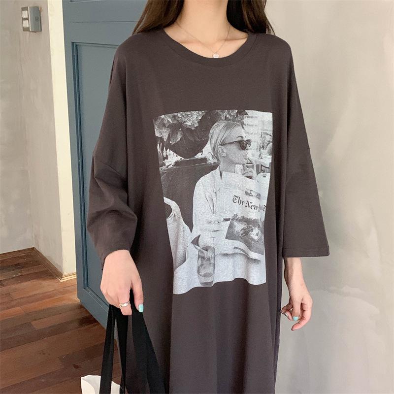 Women's Plus Size Short Sleeve Cotton T-Shirt Dress - Casual, Loose, Knee-Length, Slimming, Summer Wear, Maternity Friendly.