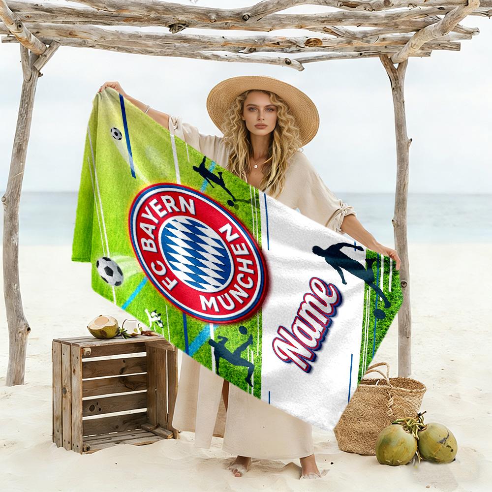 Bayern Munich Soccer Jersey Customized Name Beach Towel Super Soft & Absorbent Suitable for Swimming Gym Camping Yoga Vacation