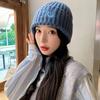 2025 Women's Korean Style Knitted Beanie - Warm Wool Ear Protection, Large Fit, Fashionable English Letter Design.
