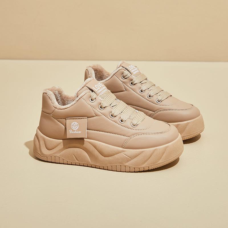 Winter velvet new ins female students platform heightening board shoes casual warmth XW