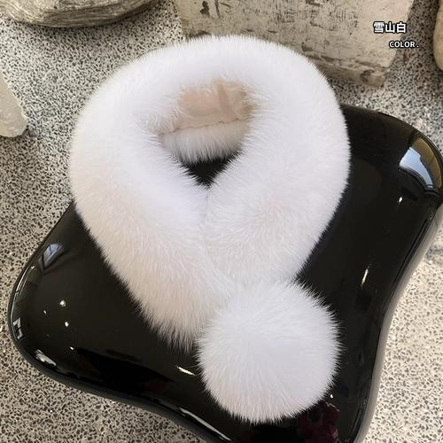 New Product Luxury, Good Quality, Exquisite Fox Hair Wide Version Suction Buckle Scarf, Fur Scarf, Big Ball Warm Scarf