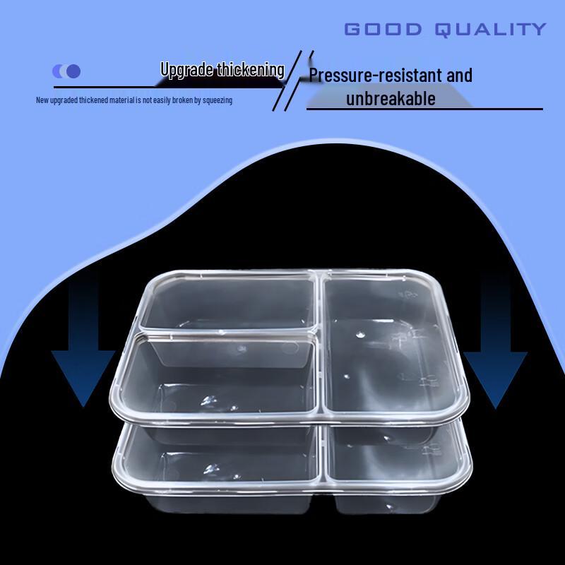 Viborg 500ml Disposable 3-Compartment Meal Prep Containers with Flat Lids
