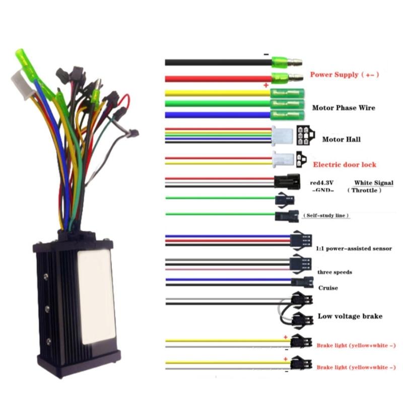 Vysoce účinný sinusový bezkartáčový regulátor motoru 24V 36V 48V Tři režimy Stabilní výkon Příslušenství pro elektrická kola