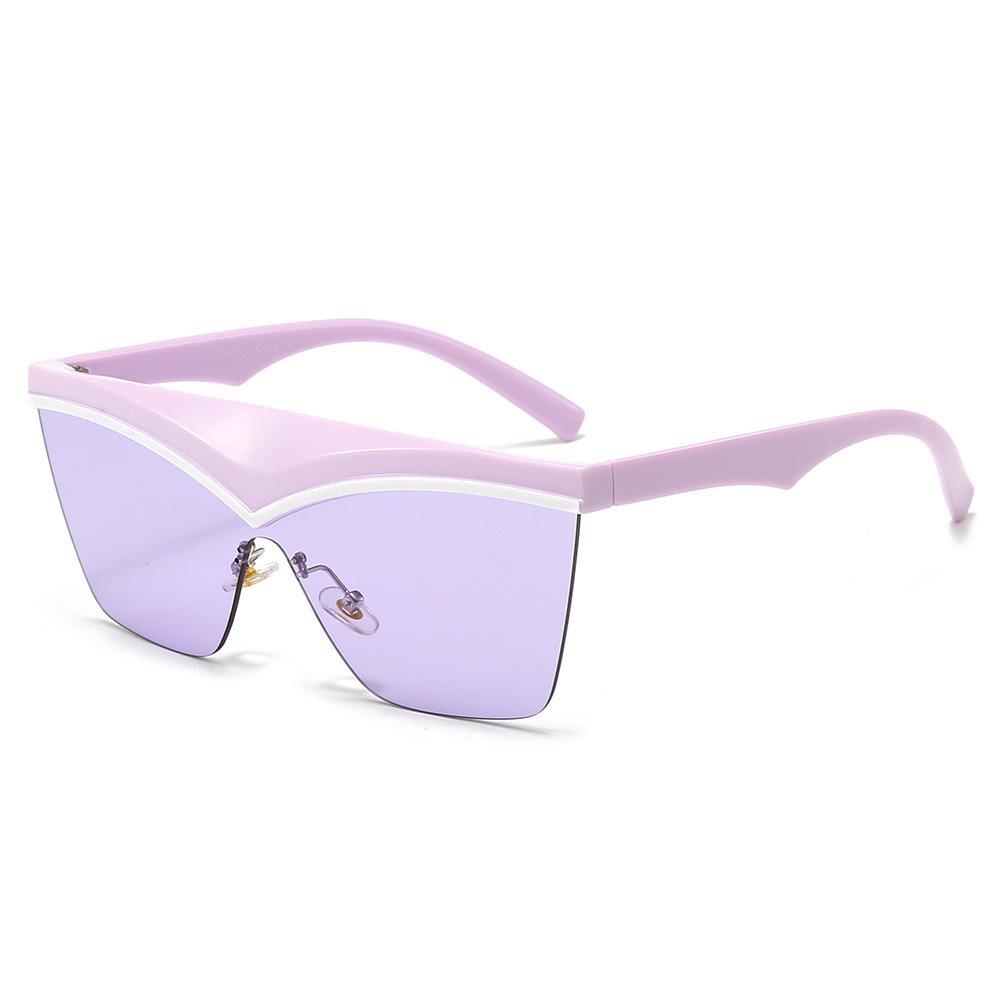 Fashion Sun Glasses Personality One-Piece Cat-Eye Ins Sun Glasses Women's Street Shooting Contrast Color Trend Men's Retro Uv400 G