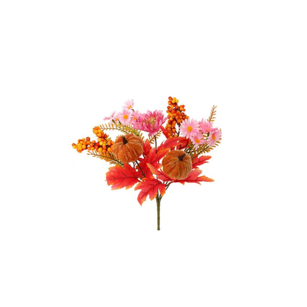 Artificial Berry Pumpkin and Maple Leaf Stem 30cm Halloween Party Decoration Floral Arrangement for Seasonal Home and Event Decor