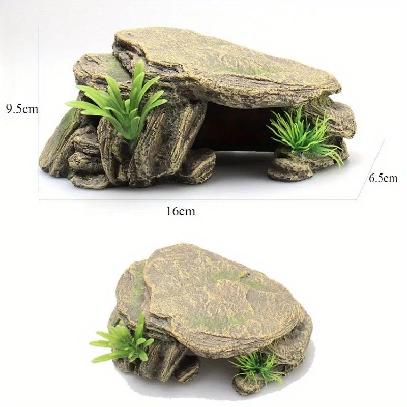 1 Stück Aquarium Schildkrötenbecken Dekoration Terrasse Künstlicher Unterschlupf Dekor Ornament Reptil Ruheplatz für Fische Wasserschildkröten Frösche Schildkröten