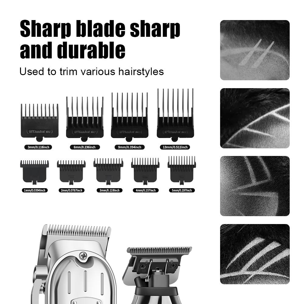 3PCS Professional Hair Clipper Set for Men Cordless Barber Clippers Set and Trimmer Kit USB Rechargeable Electric Beard Tool Kit