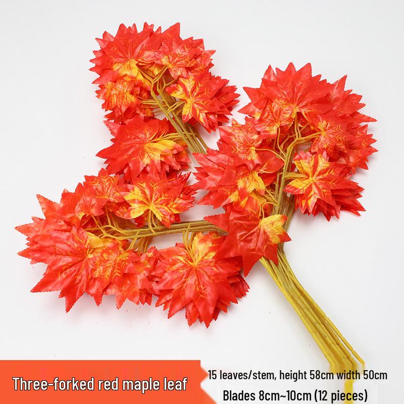 Artificial Red Maple Leaves for Indoor/Outdoor Decor and Landscaping