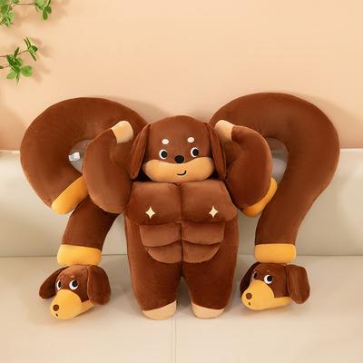 Cartoon Muscle Dachshund Dog Doll Plush Toy Question Mark Neck Pillow Doll Children's Companion Soothing Pillow Ragdoll