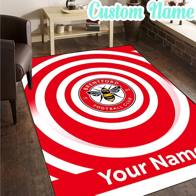 Custom Name Brentford Football Club Crest  Rug, Office Rug, Chair Rug, Carpet for Living Rooms, Doormat Game Rug Home Decor Christmas Gifts