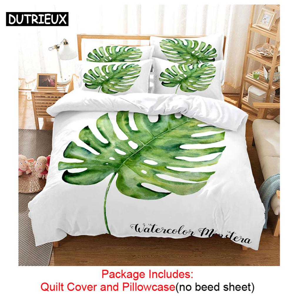 Quilt Bettbezug Bettwäscheset Kissenbezug Bettwäsche Grün Pflanze 3D Queen King Size Doppelbett Full Einzel 220x240 200x200 Schlafzimmer