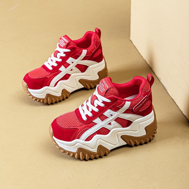 Women's Trendy Dad Sneakers 2025: Thick-Soled, Height-Increasing, Casual Sports Shoes, Small Size 34 for Autumn.