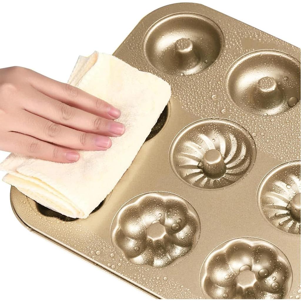 Antihaft-Donut-Backblech Donut-Form 12-Mulden Donut-Form für Muffins, Kuchen, Desserts Backen im Ofen Gold