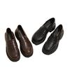 Black British small leather shoes women's platform 2025 autumn new one-pedal thick heel loafers round head two wear women's shoes
