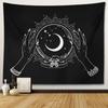Black and White Moon Hands Tapestry Polyester Witchy Wall Hanging Mystic Gothic Decor for Bedroom Living Room Dorm Background