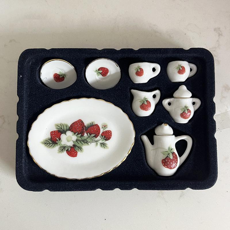 1 Set Miniature Tableware Pretend Play Toy 1:12 Dollhouse Mini Kitchen Ceramic Tea Cup For Doll Accessories