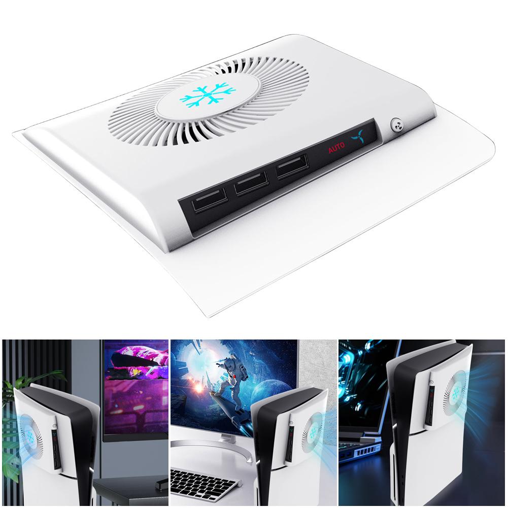 For PS5 Slim Console Cooling Fan Console Cooler with 3 USB 2.0 Ports External Cooler Fan for Playstation 5 Slim Accessories
