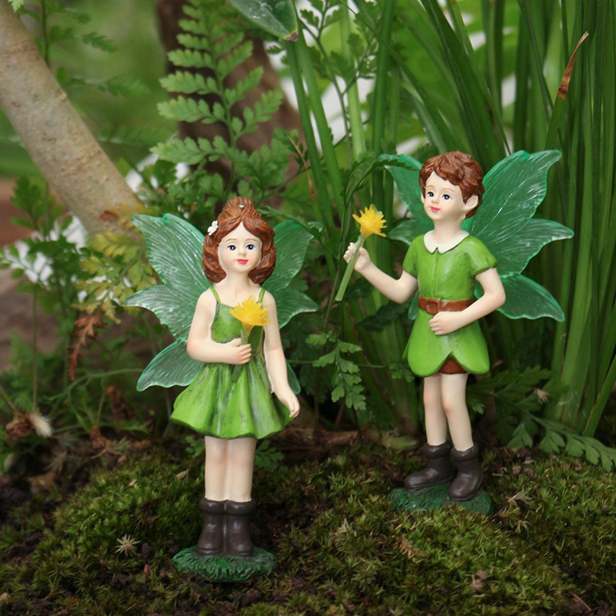 

2 handmade flowers with fluorescent wings, couple flower fairy, Valentine s Day/wedding decoration, carefully prepared gifts