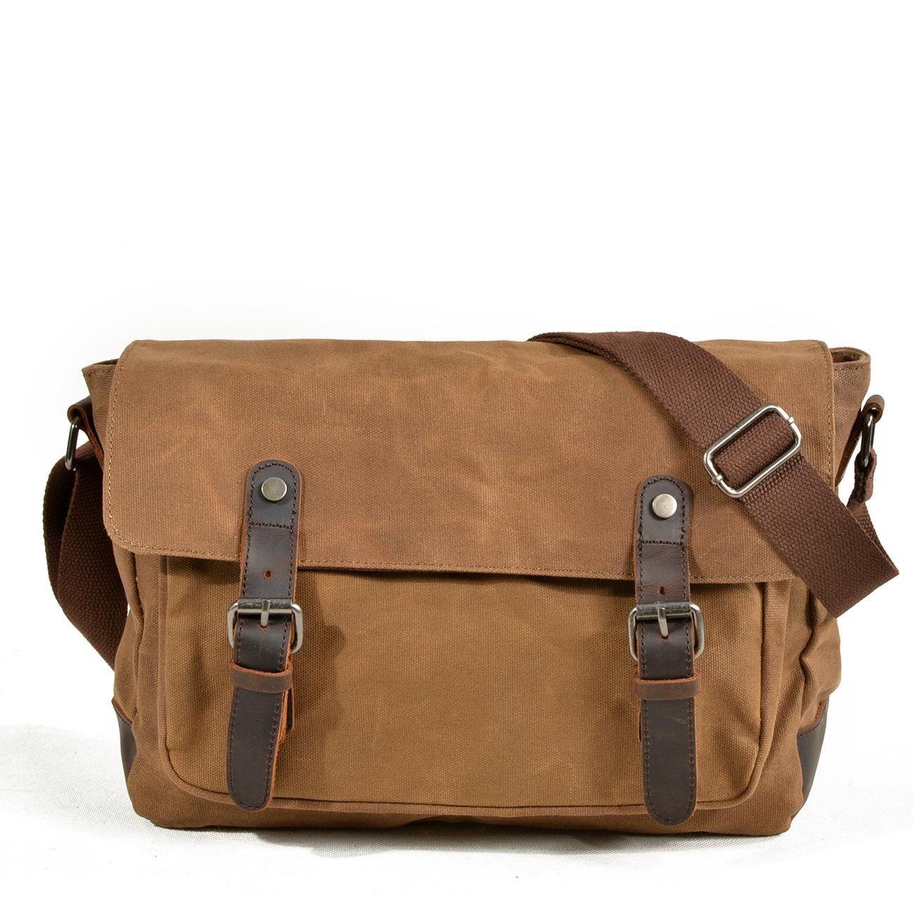 Vintage Men s Bag, Outdoor Casual Sports Crossbody Canvas Bag, Single Shoulder Crossbody Men s Water-resistant Waxed Vintage Sho Extra Large