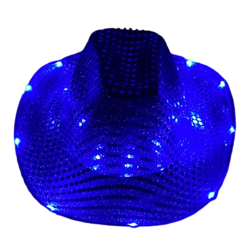 Sparkly Glowing Cowboy Hats Glinting Sequins Panama Hat for Party Halloween
