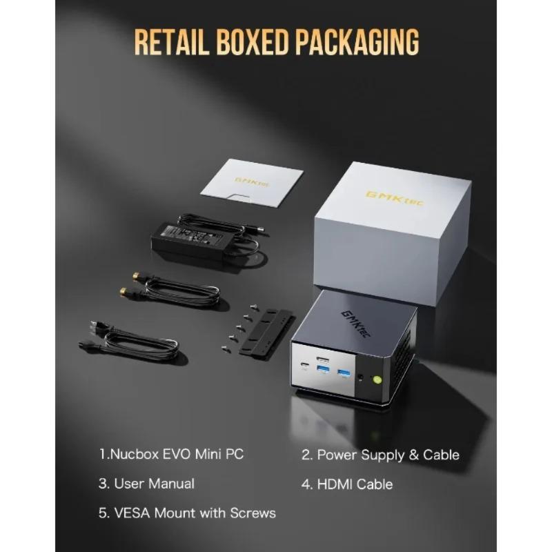 GMKtec EVO-X1 AMD Ryzen AI 9 HX370 Mini PC 12 núcleos 24 hilos 32GB LPDDR5 1TB SSD Ordenador Gaming PC con AMD XDNA 2 NPU Mini PC