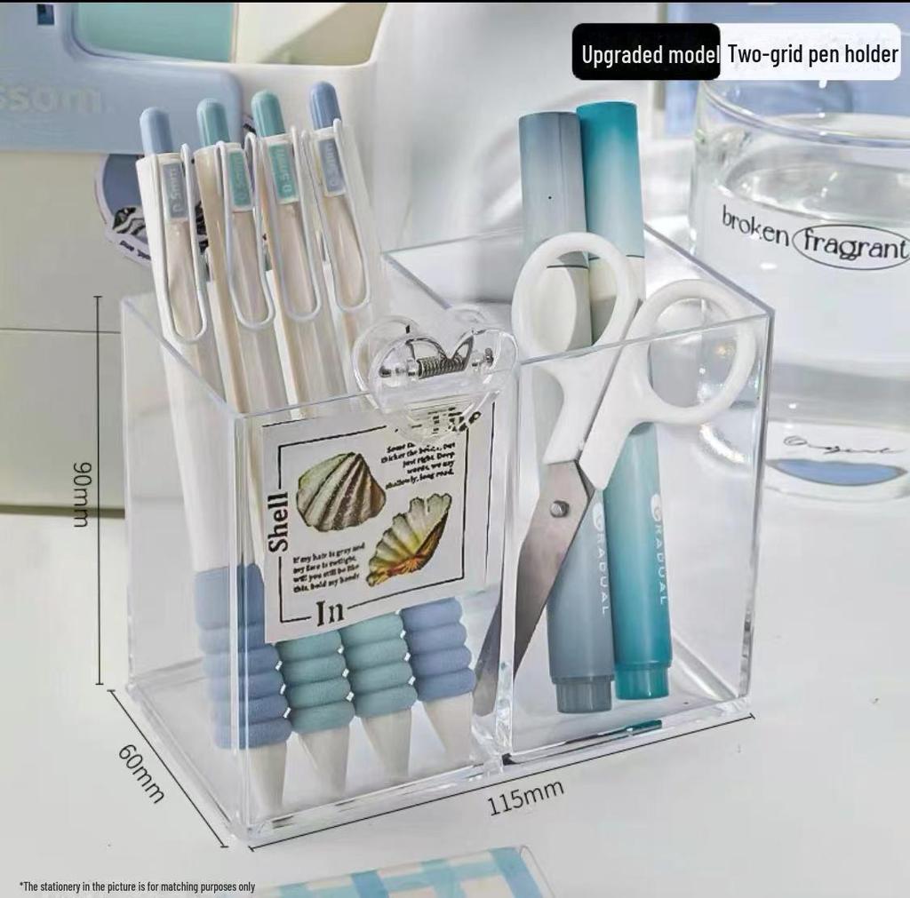 Transparent Acrylic Multi-Functional Pen & Note Holder for Desktops