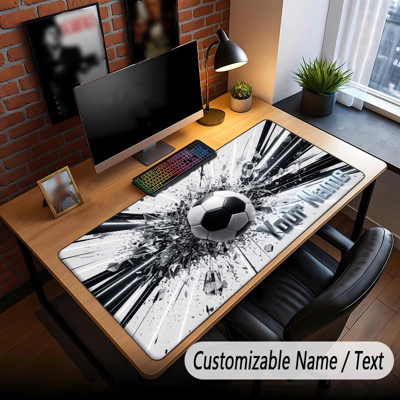 Soccer Theme Custom Mouse Pad Personalized With Name Text Customized Desk Mat For Office Home Decor