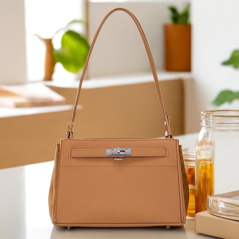 Genuine Leather Women's Retro Lock Messenger Bag - 2025 Commuter Shoulder Bag