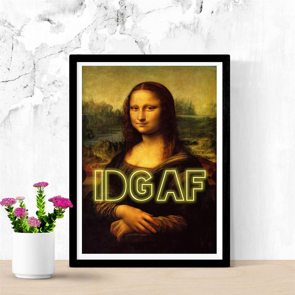 Vintage-Druck, Mona, verändertes Kunstposter, klassisches Ölgemälde, Mona Lisa, Neon-Leinwanddruck, Da Vinci-Leinwanddruck, Wandkunst, Heimdekoration