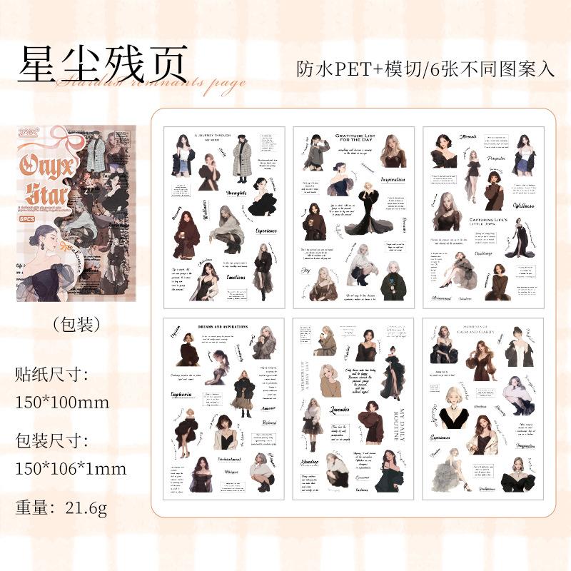 

6pcs Kawaii Cartoon Girl Character Stickers pack Creativity Decorative Hand Account Diary Scrapbooking material