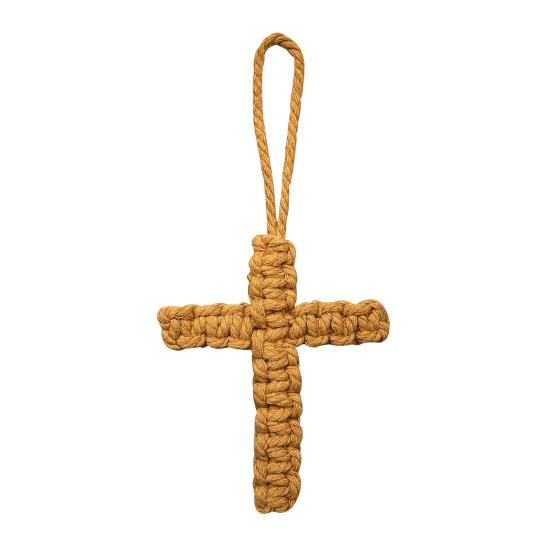 Cotton Rope Braided Pendant Keychain Religious Symbol of Christianity Hand-Woven Braided Keyring Bag Accessories