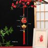 Lunar New Year Lucky Hanging Ornament with Red Tassel Golden Charm Festive Portable Decor for Travel Hotel Room Spring Festival