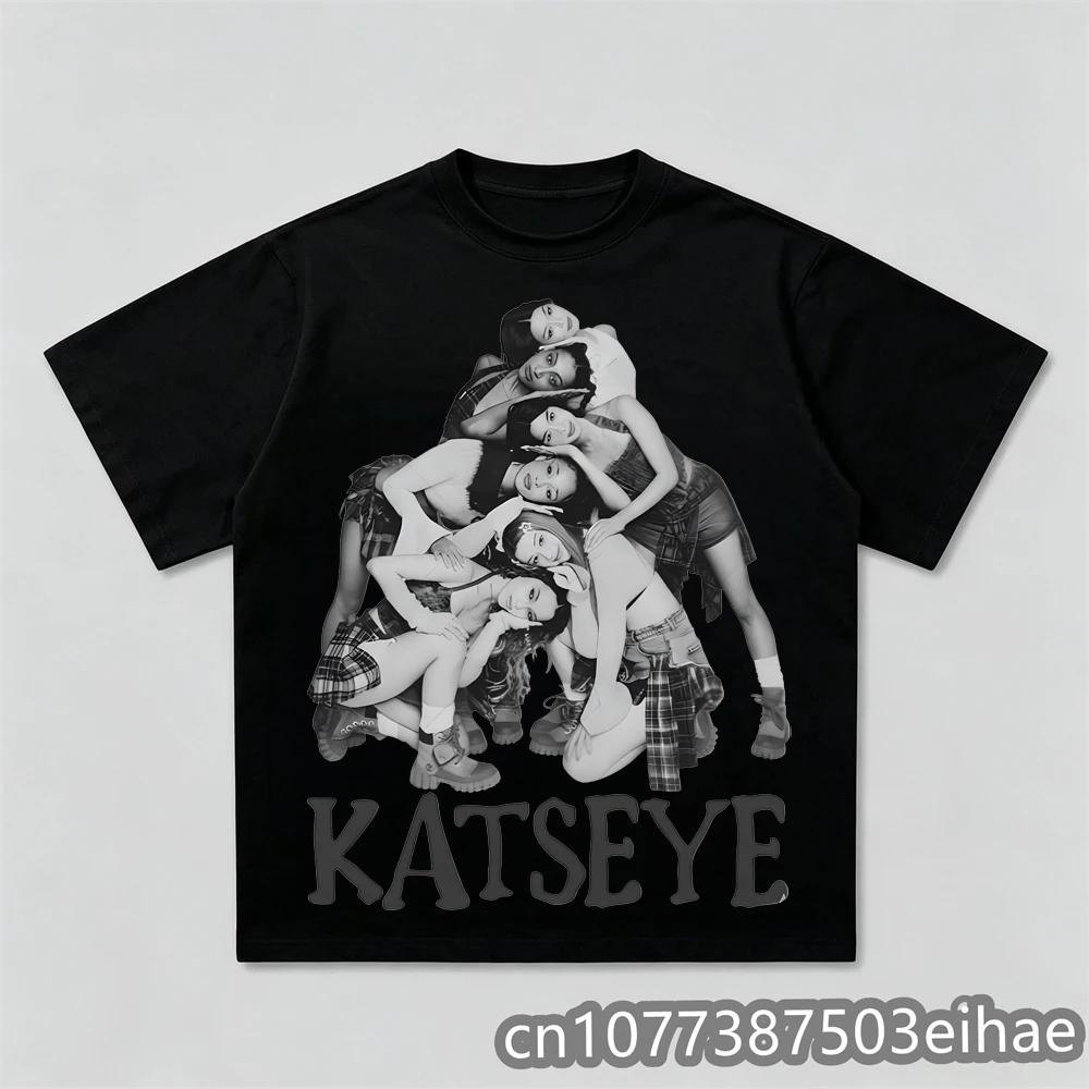 KATSEYE Unisex Unisex Oversized Graphic Print Tshirt Casual Cotton Oneck Harajuku Streetwear Wind Top Funny Poster Design