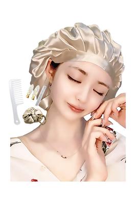 JOLIESSE SILK Seide 30 Momme Seide Haare Natürlich für Lange und Kurze Enthält Haarnagel Elastisches Band Set Nachtmütze, Kappe, 100% Seide, Haare, Haargummi, Krawatte,