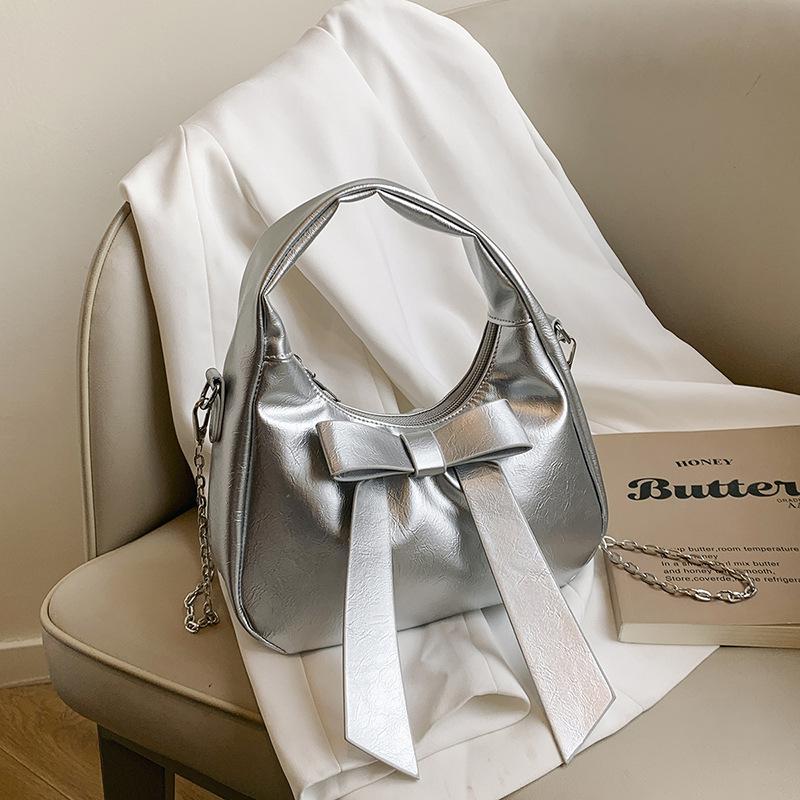 Niche Design Women's Bags, High-end Exquisite Underarm Bags, 2025 Spring New Contrasting Color Bow Shoulder Bag