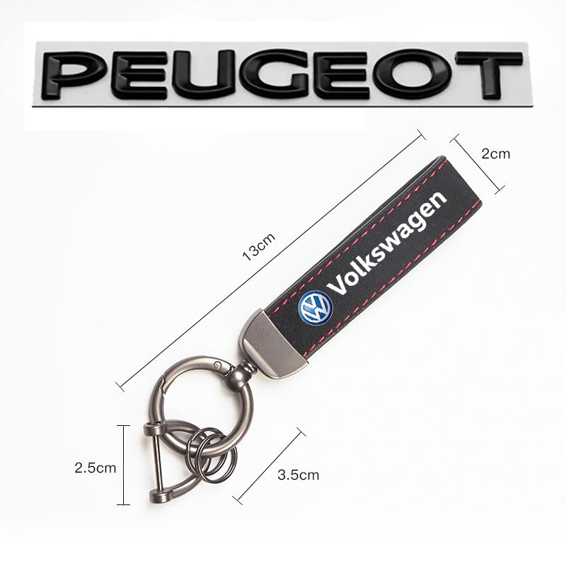 Car Tumbled Leather Keychain Alloy Keyring Pendant For VW GTI Polo Golf Passat B8 Tiguan Jetta T-ROC Touareg ID.3 Arteon CC B6. JJ2
