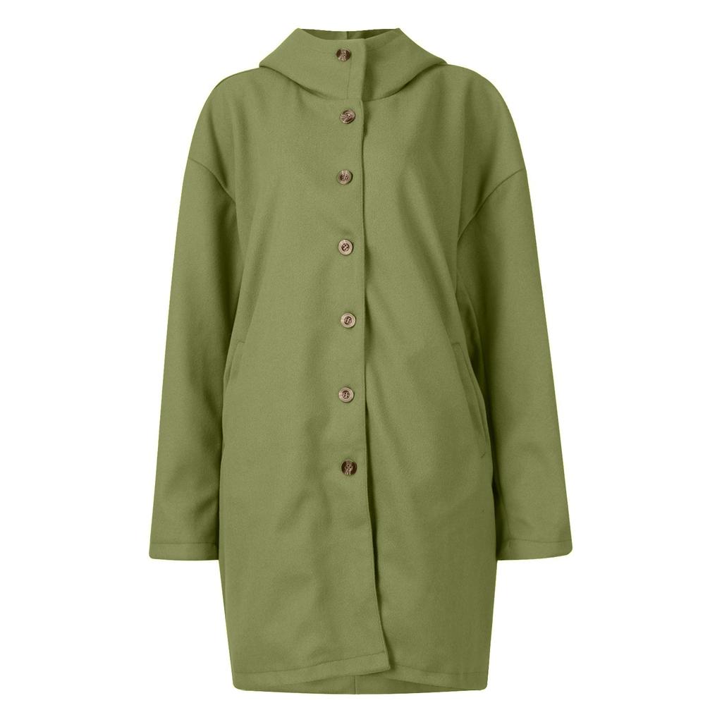 Giacca Colorata da Donna Casual Vestibilità Larga Cappotti con Bottoni Manica Lunga Capospalla con Tasca, Soprabito con Cappuccio