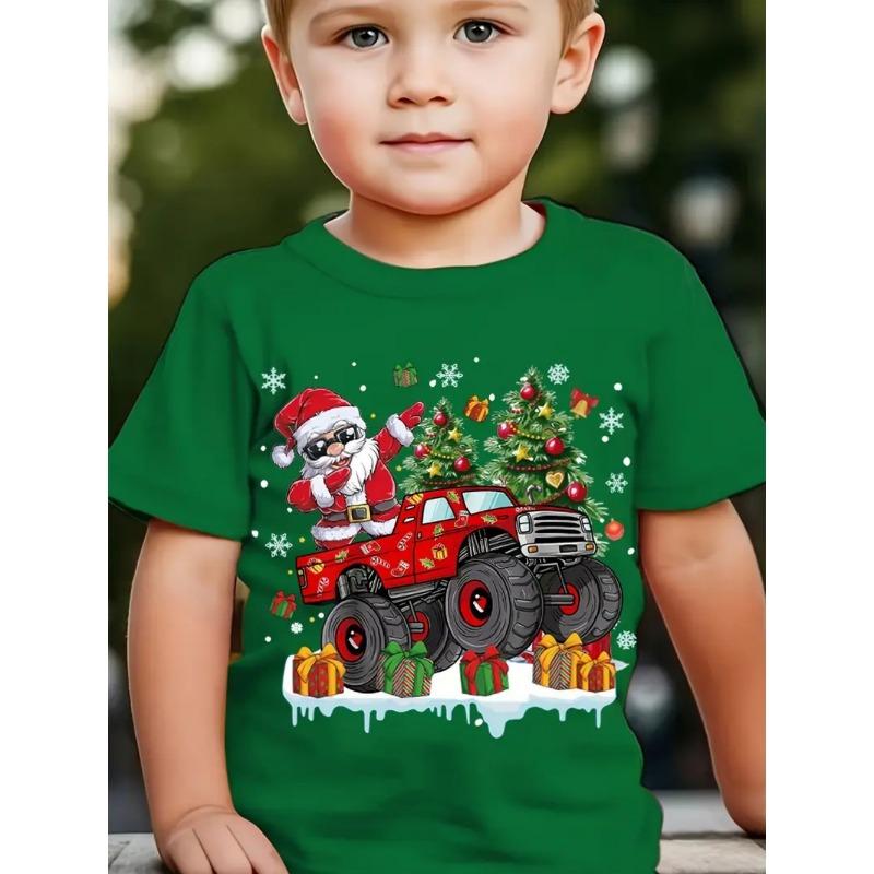 Christmas Children's Clothing Fashion Pattern 3D Print Casual Round Neck Short Sleeved T-Shirts Comfort T-Shirts for Children