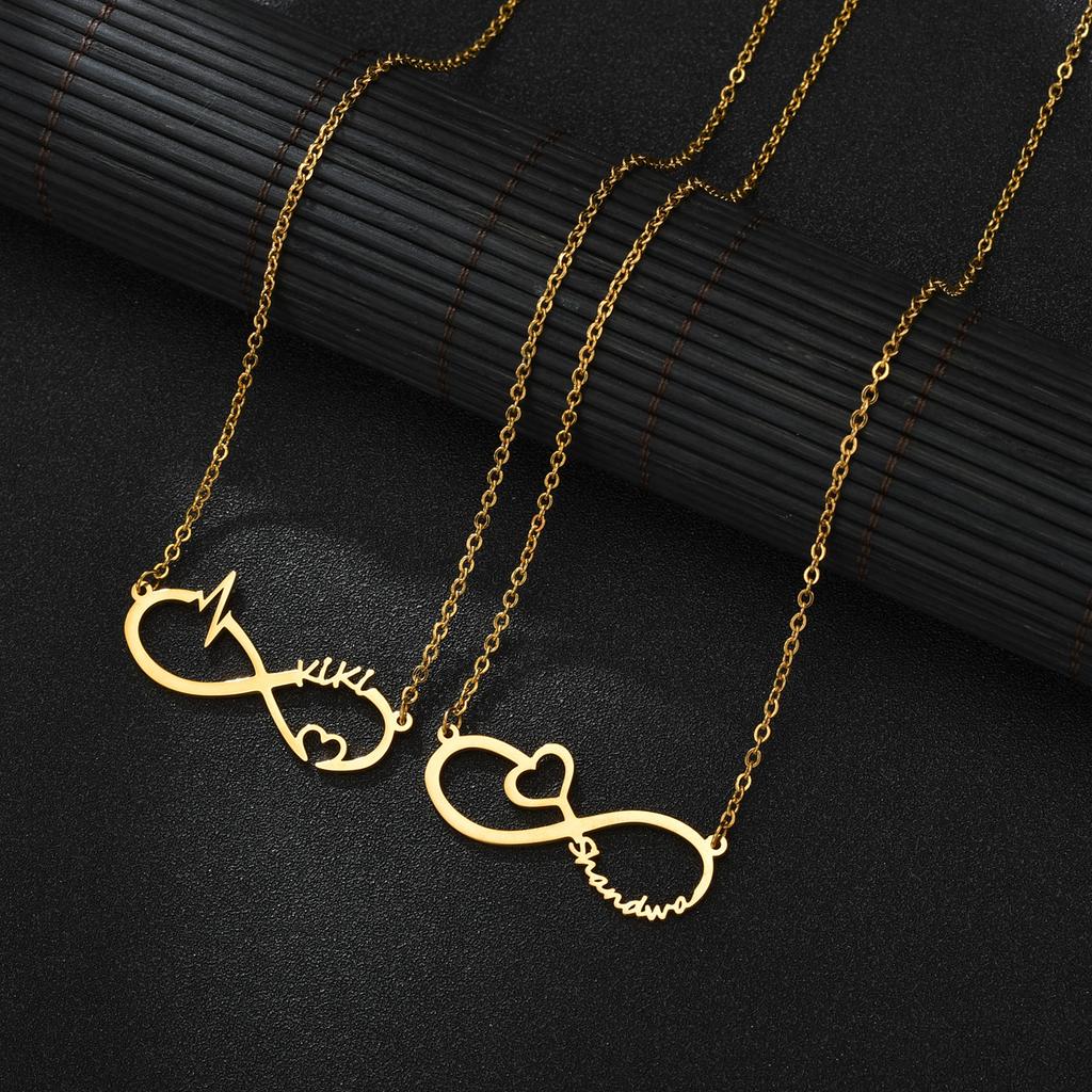 Atoztide Personalized Custom Infinity Name Necklace for Women Stainless Steel Clavicle Pendant Link Chain Birthday Jewelry Gift