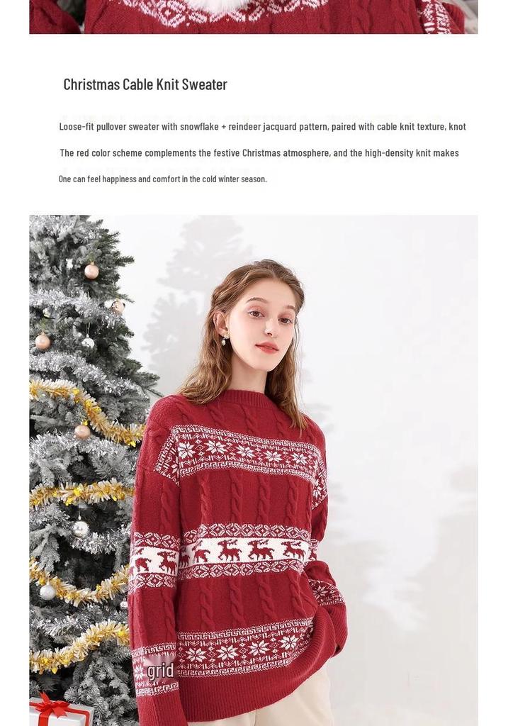 2025Wish European & American Women's Jacquard Knit Sweater: Autumn/Winter Loose Fit Long Sleeve Top