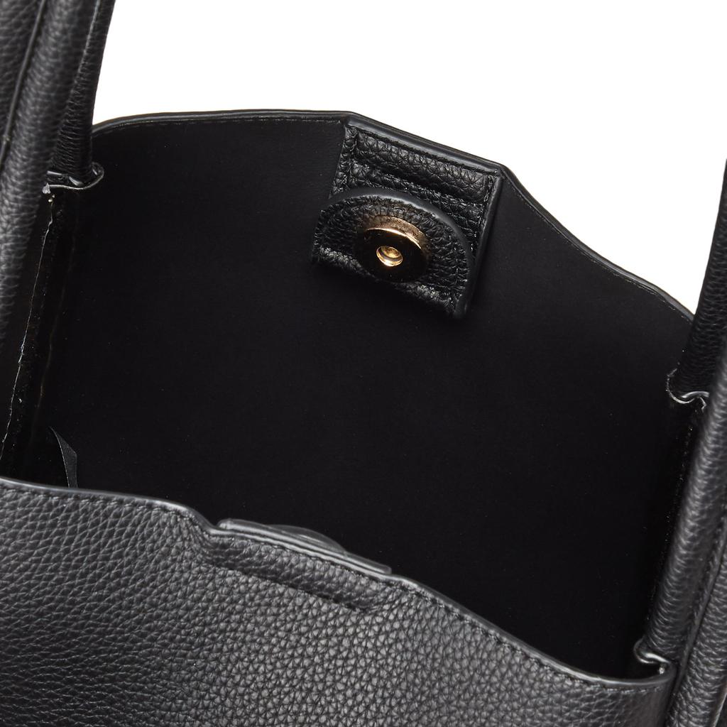 [ARROWS&Company Ltd.] Ca00348 Square Synthetic Leather Bag with Pouch, Shoulder Strap, 2-Way, Lightweight, Black, 973-1008