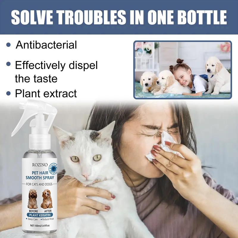 Pet Hair Smoothing Spray Cats Dogs Antistatic Deodorizing Antibacterial Knotting Moisturizing Hair Nursing Pet Cleaning Products