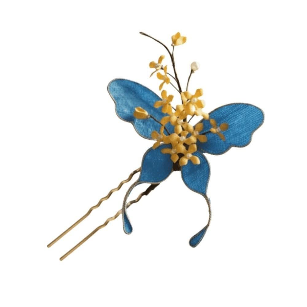 Beautiful Hanfu Butterfly Hair Fork Beads Exquisite Fairy Side Clips  Women