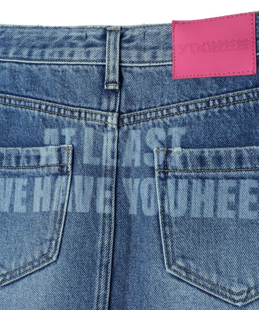 Yuhee Youhee Lettering Denim Mini Skirt Blue