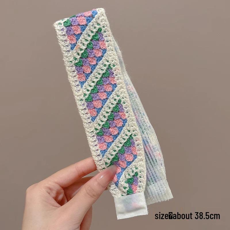 Floral Knit Choppy Bangs Sticker Headband for Women – Non-Slip Hair Magic for Washing Face.