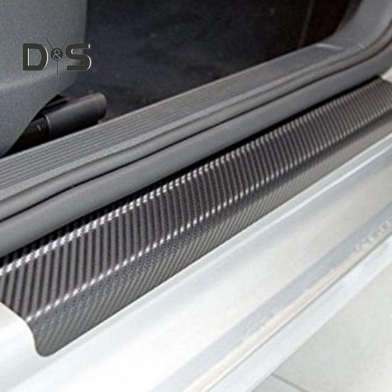 4 Stück Kohlefaser-Struktur-Türschwellenschutz-Aufkleber, selbstklebend, starke Klebrigkeit, wasserdichte Autoschwellenaufkleber