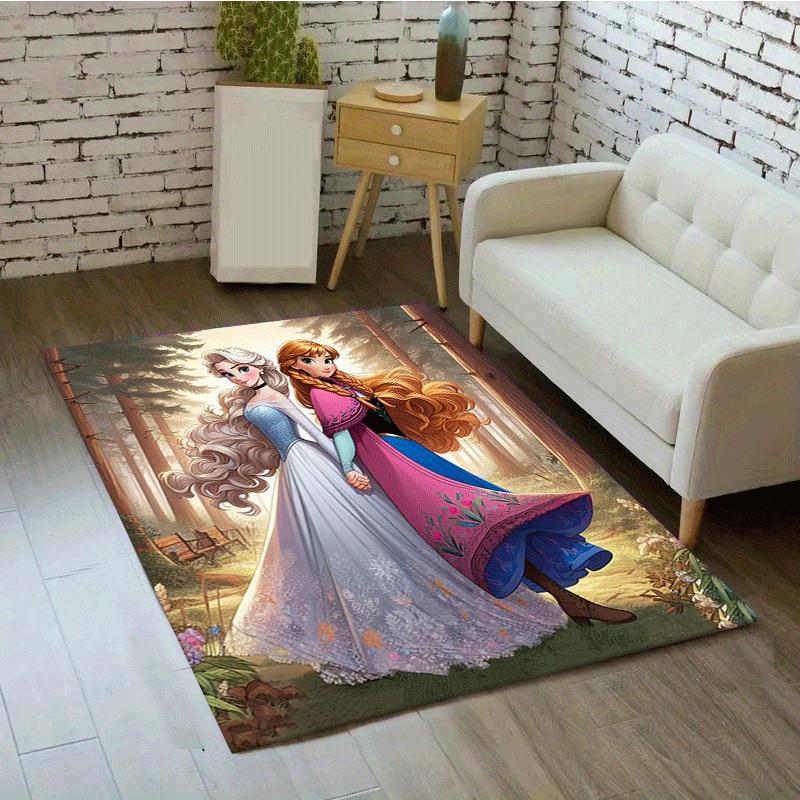 1pc Frozen Pattern Area Rug Soft Flannel Floor Mat for Living Room,Office,Bedroom and Carpet