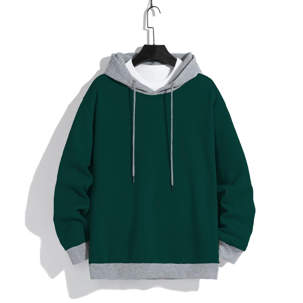 Męskie Bluzy z Kapturem Moda Wiosna Jesień Kontrastowy Kolor Casual Sportowe Outdoor Podstawowe Ubrania Proste Luźne Długie Rękawy