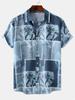 Camicia casual da uomo a maniche corte, con stampa 3D e bottoni, camicia estiva da spiaggia, camicia da campeggio, camicia formale da uomo a maniche corte